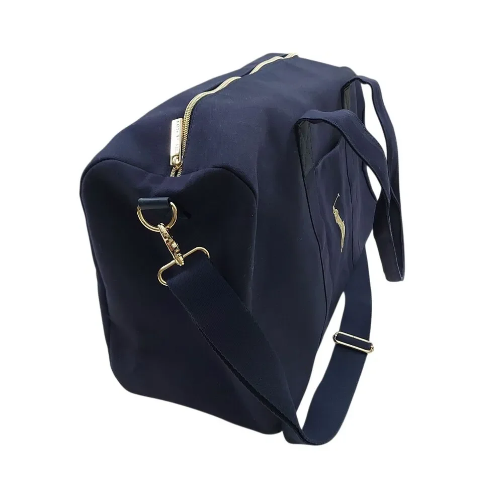 Ralph Lauren Duffle Bag Large Navy Cotton Canvas Weekend Travel Preppy Retro